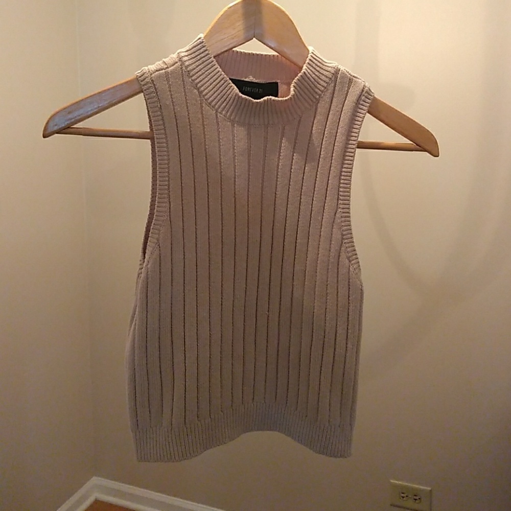 Tan turtleneck crop top